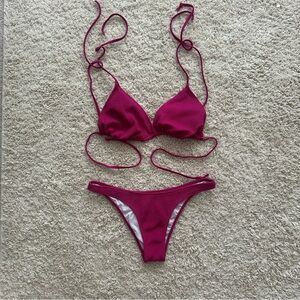 Victoria’s Secret Vibrant fuschia Bikini Set size Large top medium bottom